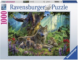 Puzzel Familie wolf in het bos 1000st