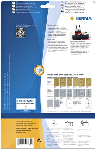 Etiket HERMA flessen 8882 90x120mm A4 glossy wit 40stuks-2