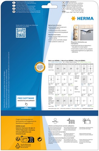 Etiket HERMA 4598 105x148mm A4 folie wit 40stuks-3