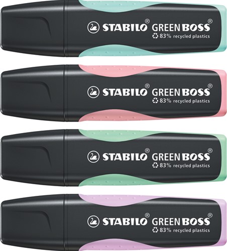 Markeerstift STABILO GREEN BOSS 6070/4 pastel assorti etui à 4 stuks-3