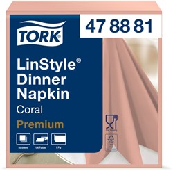 Dinnerservet Tork LinStyle® 1/4-vouw 1-laags 50 stuks koraalrood