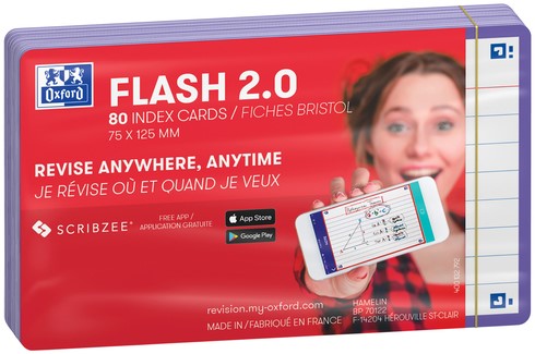 Flashcard Oxford 2.0 75x125mm 80 vel 250gr lijn paars-1