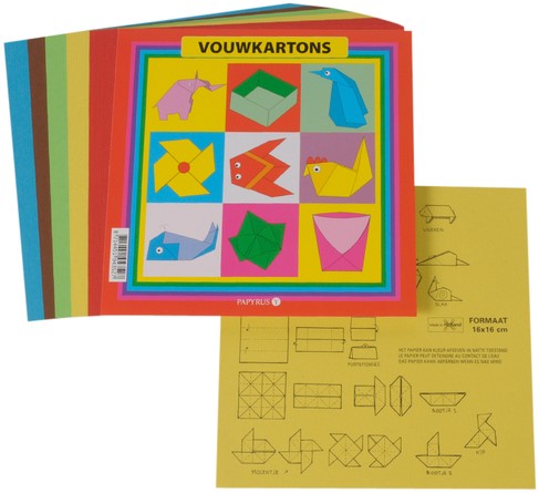 Vouwkartons vierkant 16x16cm 105gram assorti 40 vel