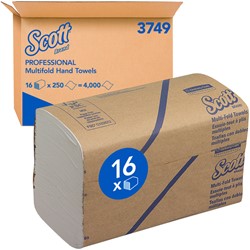 Handdoek Scott m-vouw 1-laags 203x240mm 16x250vel wit 3749