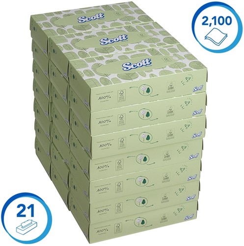 Facial tissues Scott 2-laags 100vel wit 8837-5