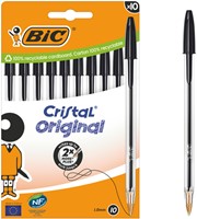 Balpen Bic Cristal medium zwart blister à 10 stuks-2