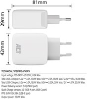 Oplader ACT 20w 2-poorts usb a+c wit-1