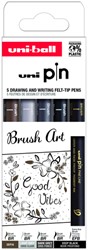 Fineliner Uni-ball Pin Brush Art set à 5 stuks assorti