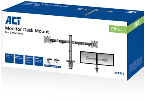 Monitorarm ACT office 2 schermen zilver-2