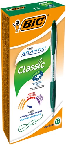 Balpen Bic Atlantis classic grip clic medium groen-2