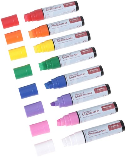 Krijtstift Europel watervast 15mm assorti etui 8 stuks-1