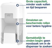 Toiletpapierdispenser Tork T7 Elevation OptiServe Coreless medium verticaal duo wit 558040-2