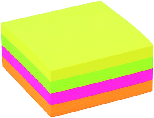 Memoblaadjes Quantore 75x75mm neon kleuren assorti 4 kleuren-6