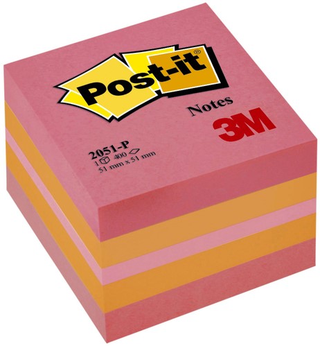 Memoblok Post-it 2051 51x51mm kubus roze