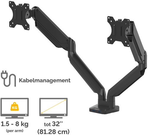 Monitorarm Fellowes Platinum Series dubbel horizontaal-3