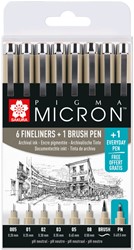 Fineliner & brush set Sakura Pigma Micron 7 + 1 Pigma Micron PN gratis