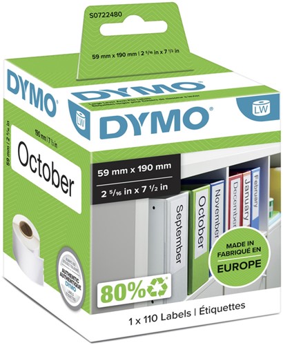 Etiket Dymo LabelWriter naamkaart ordner 59x190mm 1 rol á 110 stuks wit