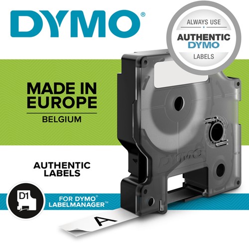 Labeltape Dymo LabelManager D1 polyester 19mm zwart op wit 10 stuks-2