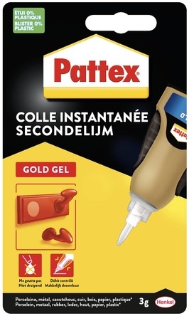 Secondelijm Pattex Gold GEL tube 3 gram op blister