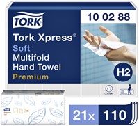 Handdoek Tork H2 Xpress Premium multifold 2-laags 212x340mm 21x110vel wit 100288