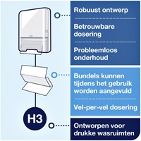 Handdoek Tork H3 Advanced singlefold 2-laags 248x230mm 15x250 vel wit 290163-2