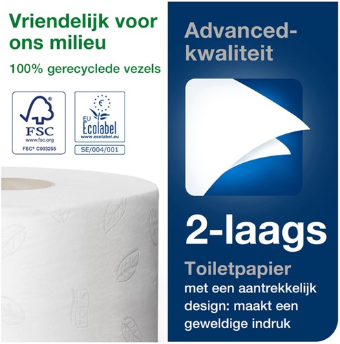 Toiletpapier Tork T2 Advanced jumbo klein 2-laags 170m wit 120280-3