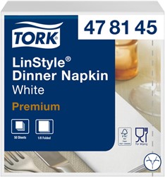 Dinerservet Tork Linstyle Premium 1/8 vouw 1-laags 390x390mm 50vel wit 478145