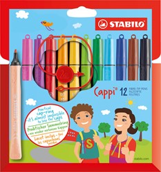 Viltstift STABILO Cappi 168/12 medium assorti etui à 12 stuks