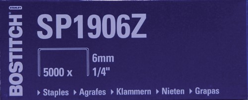 Nieten Bostitch SP1906Z staal 6mm rechte rug 5000 stuks