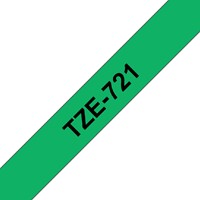 Labeltape Brother P-touch TZe-721 standaard 9mm zwart op groen-1