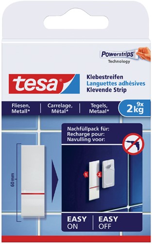 Kleefstrips tesa® tegels & metaal 2kg wit 9 stuks